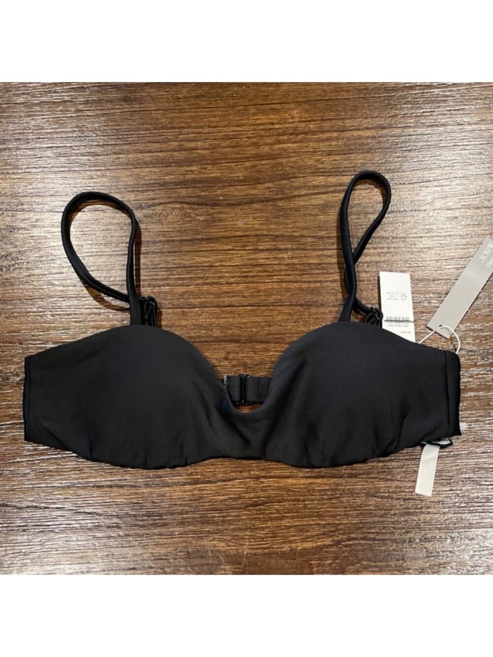 NWT J.Crew Wave Bikini Top Women's Sz Small Classic Sculpt Black Swimwear Beach
